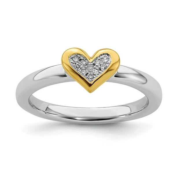 Ring Size 13 Sterling Silver & 10k Yelllow Gold 5mm .04 CTW Diamond Band Size 13 Ring Size 13 Sterling Silver & 10k Yelllow Gold 5mm .04 CTW Diamond Band Size 13